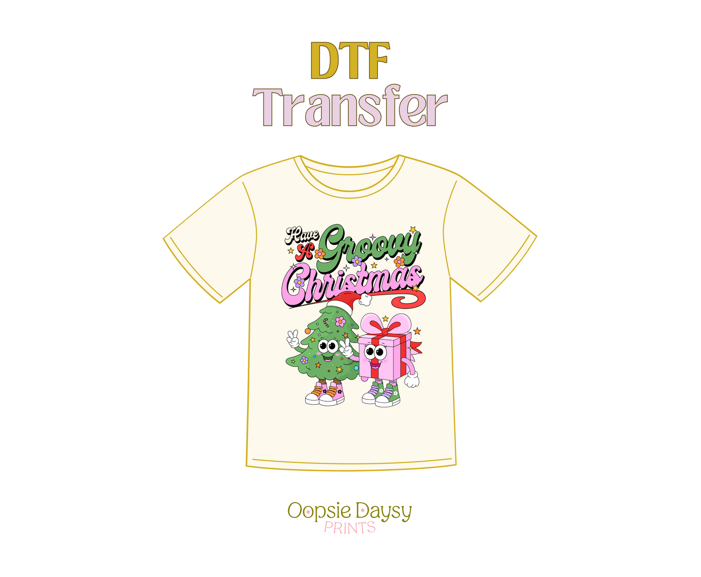 Have a Groovy Christmas Green & Pink DTF Transfer