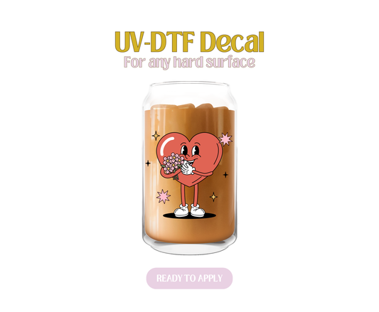 Heart Character With Roses UV-DTF Decal