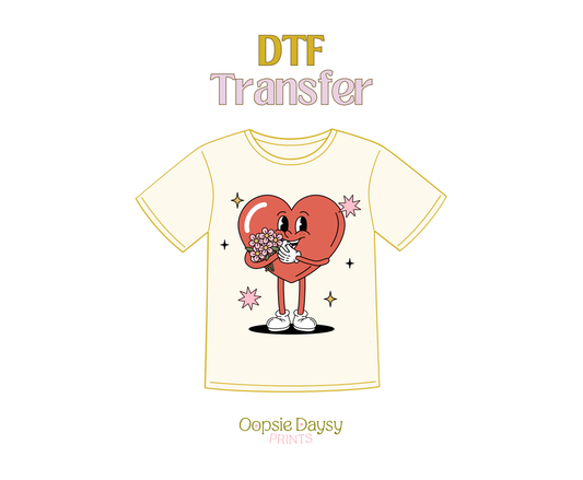 Heart Character With Roses DTF Transfer