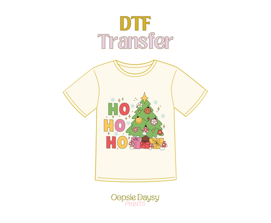 Ho Ho Ho Retro Xmas Tree DTF Transfer