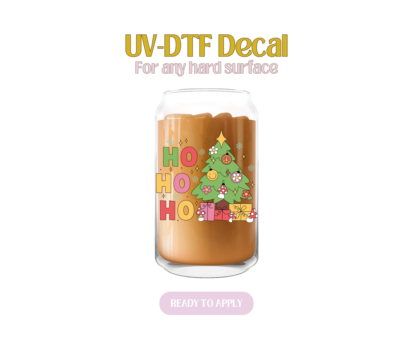 Ho Ho Ho Retro Xmas Tree UV-DTF Decal