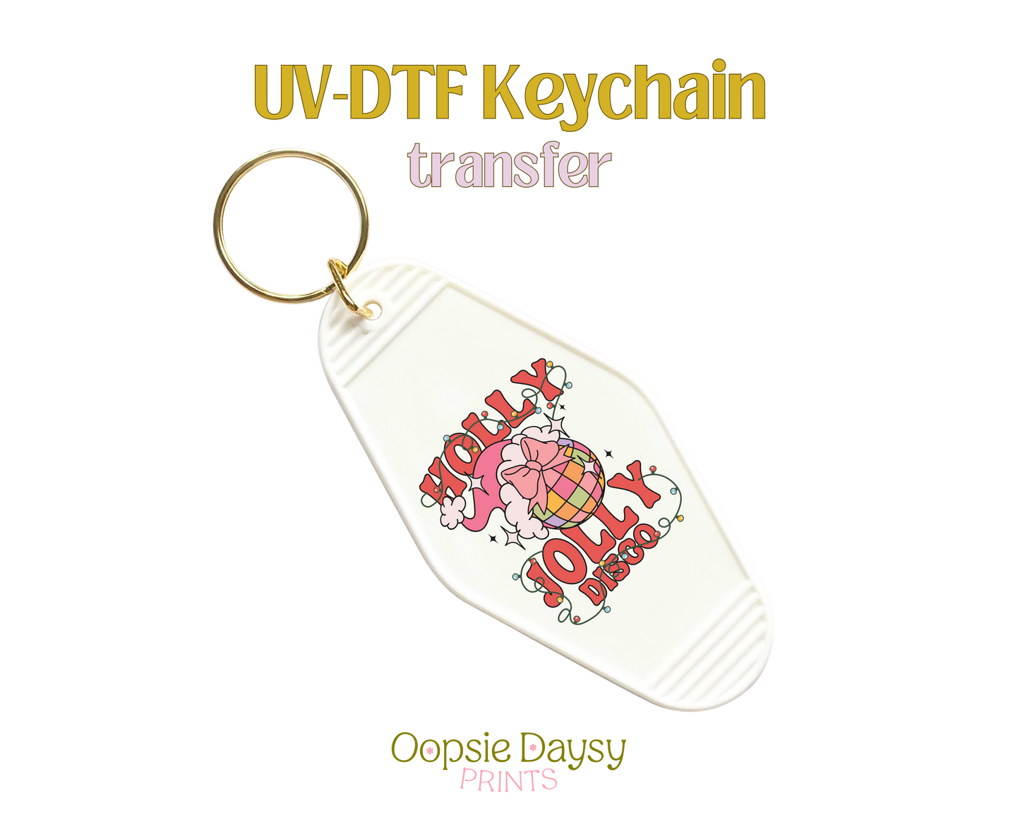 Holly Jolly Disco UV-DTF Keychain