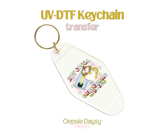 Hot Cocoa Christmas Movies Blue.Green UV-DTF Keychain