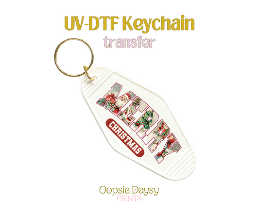 Classic Merry Christmas UV-DTF Keychain