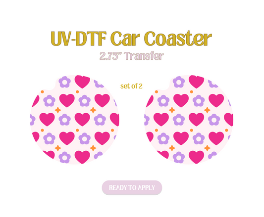 I Heart Daisies UV-DTF Car Coaster