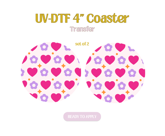 I Heart Daisies UV-DTF 4" Coaster