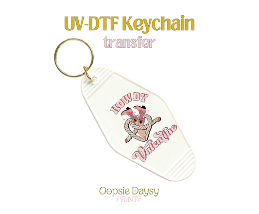 Howdy Cowgirl Boots Valentine UV-DTF Keychain