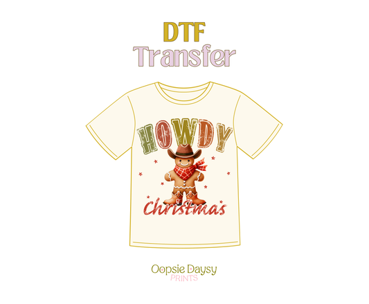 Howdy Gingerbread Christmas DTF Transfer