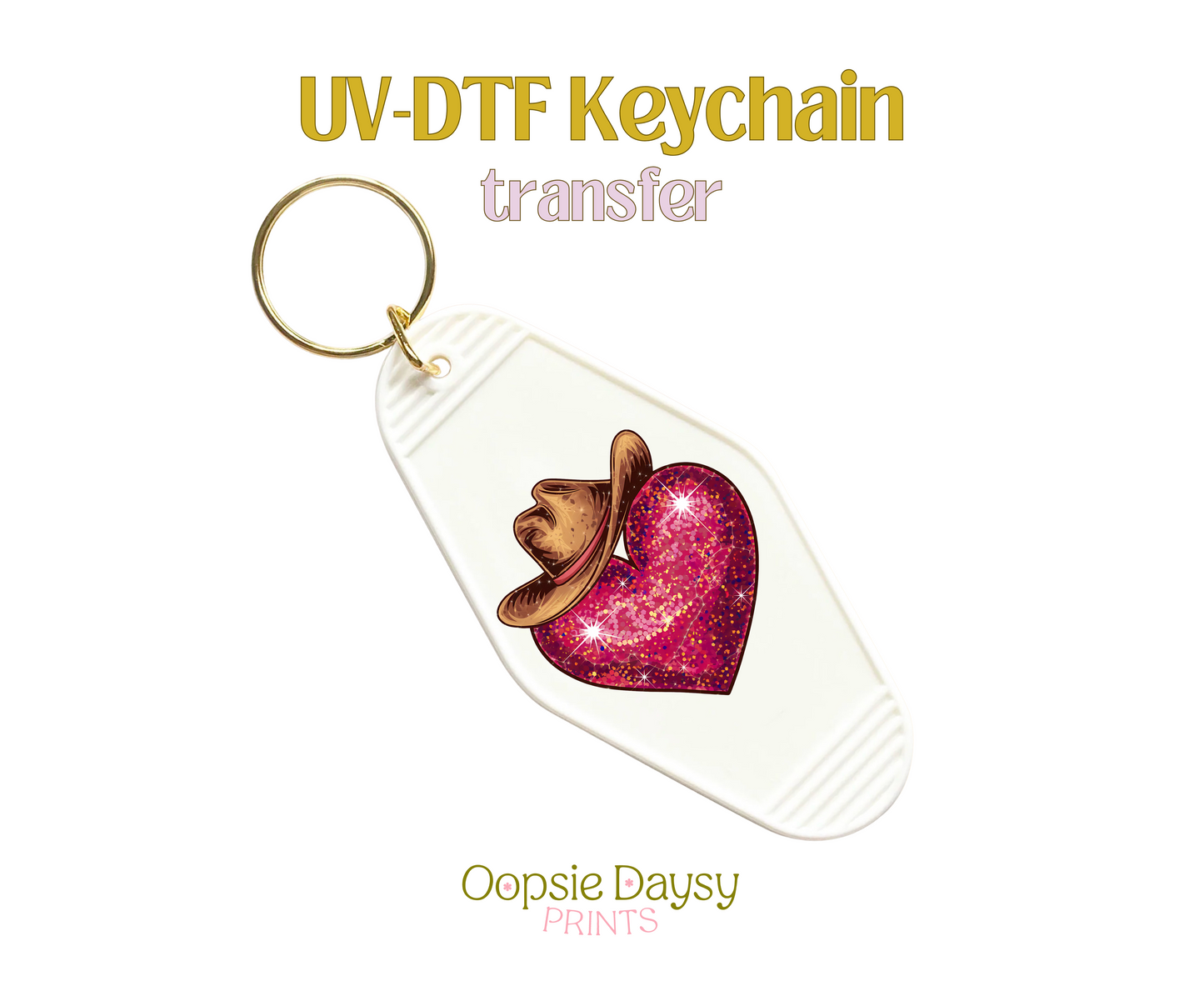 Howdy Valentines Heart UV-DTF Keychain