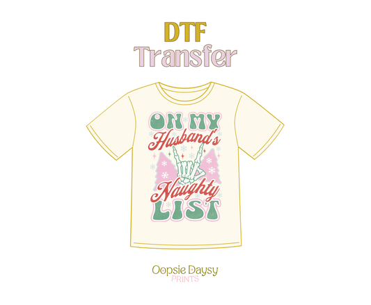 Husband's Naughty List DTF Transfer