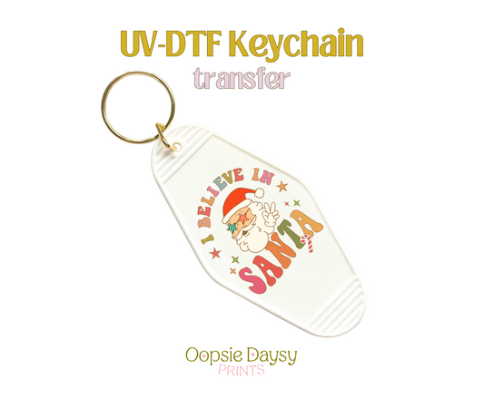I Believe in Groovy Santa UV-DTF Keychain