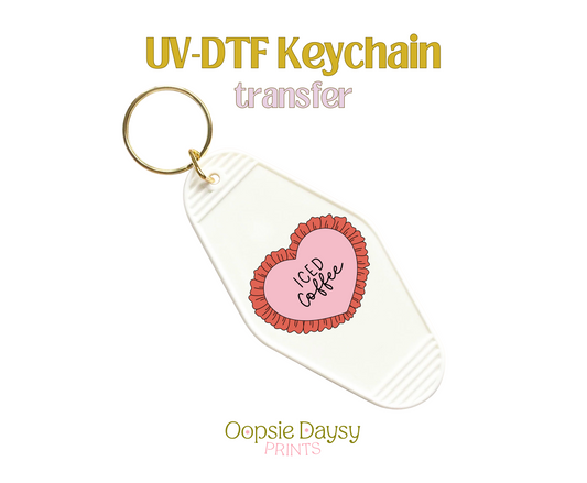 Iced Coffee Heart UV-DTF Keychain