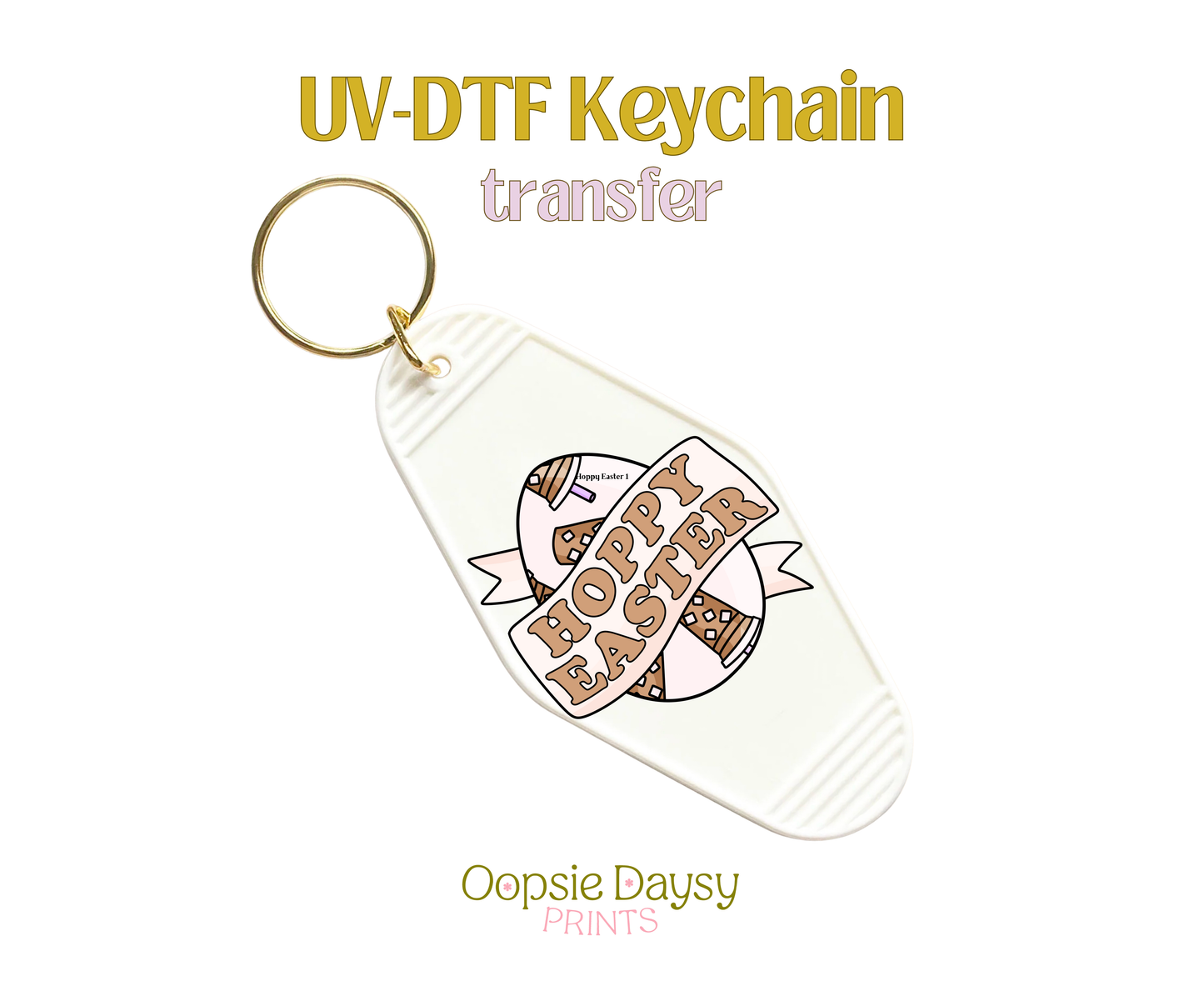 Iced Coffee Hoppy Easter UV-DTF Keychain