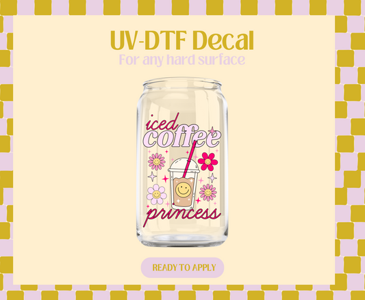 Iced Coffee Princess florals UV-DTF Decal