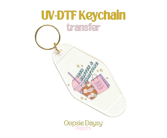 Iced n Coffee Thrifting UV-DTF Keychain