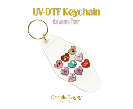 I Heart U Candy UV-DTF Keychain