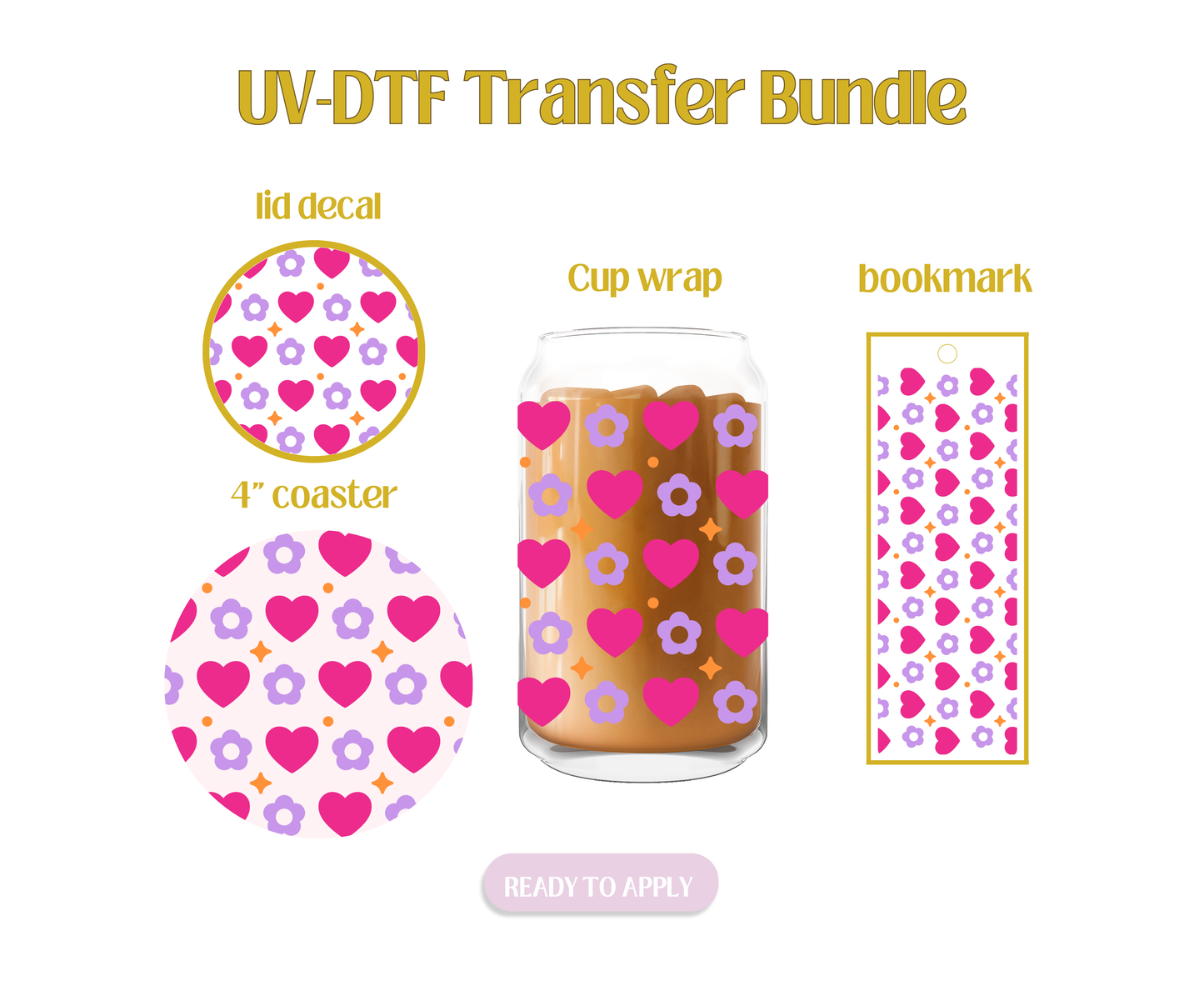 I heart Daisies UV-DTF Transfer Bundle