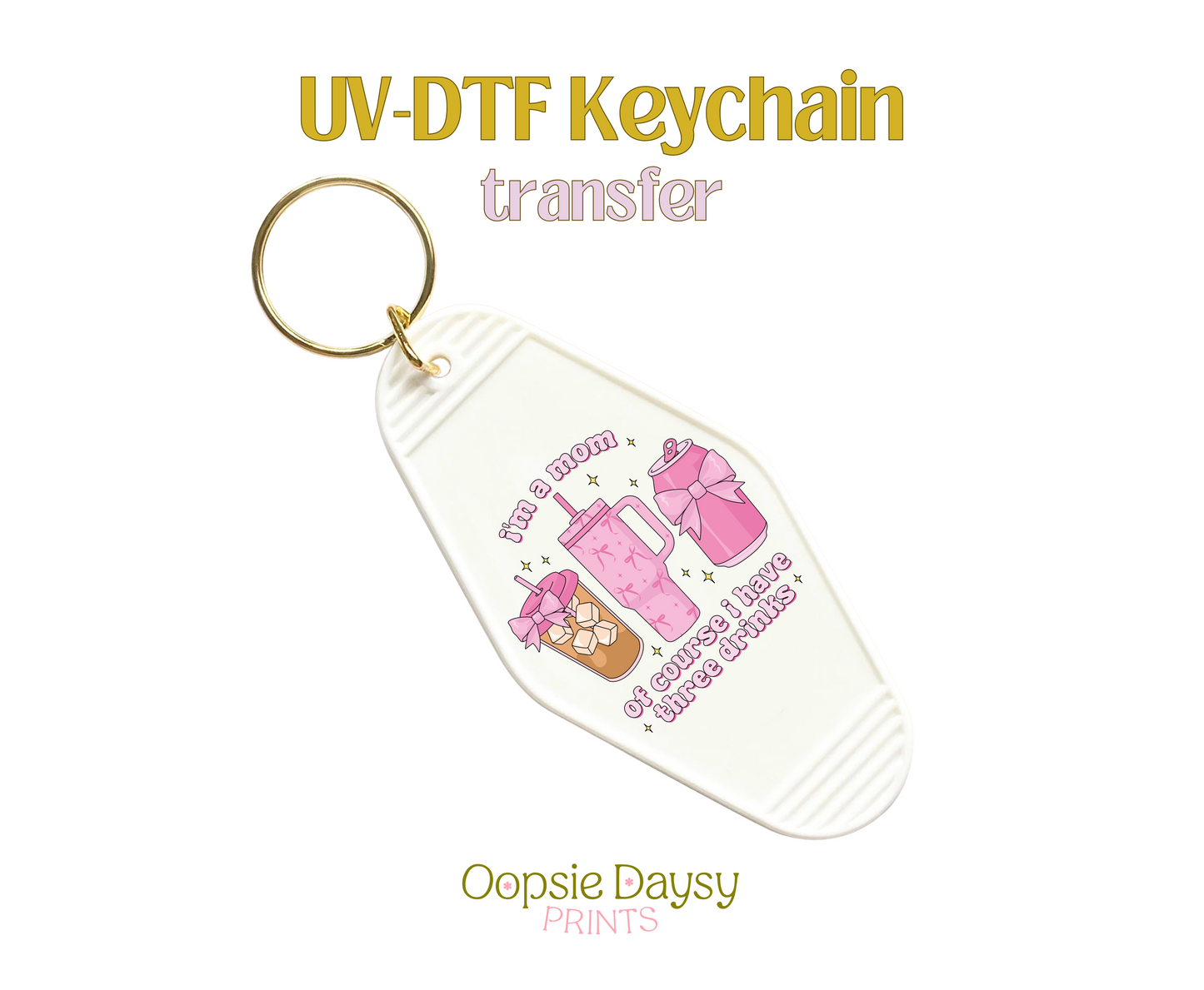 I'm a Mom I Have Three Drinks UV-DTF Keychain