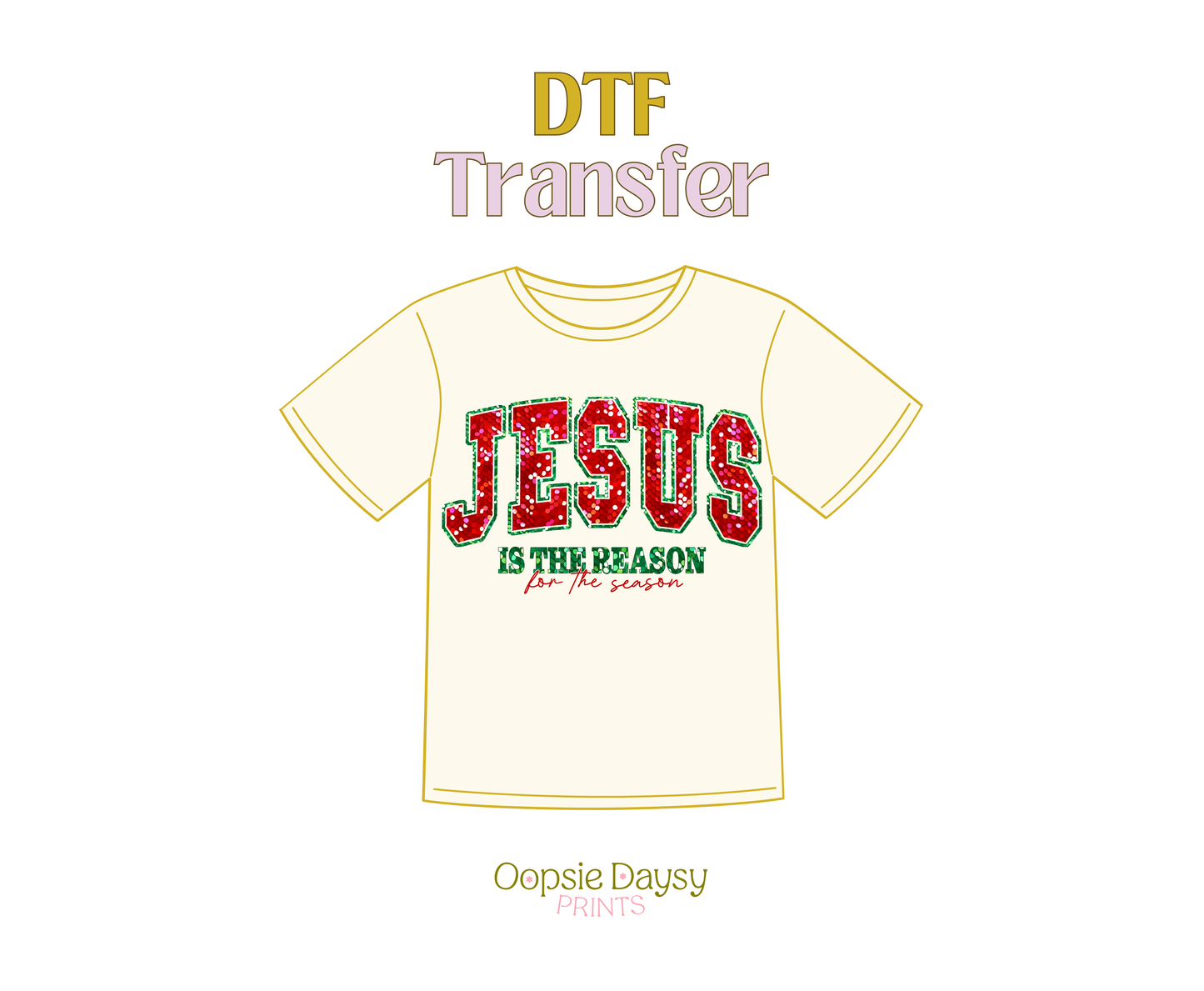 Jesus Sequins DTF Transfer