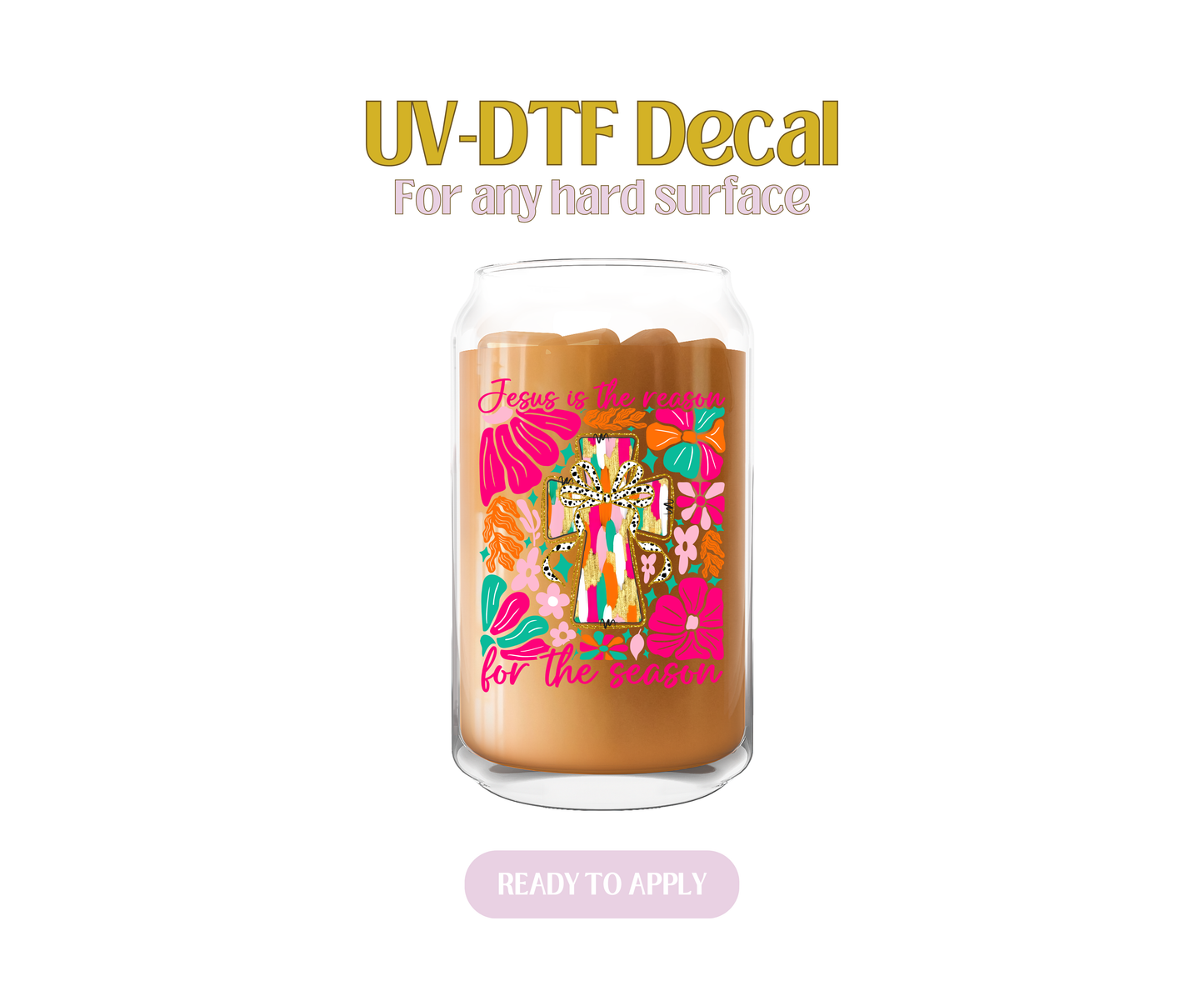 Jesus's Floral and Cross UV-DTF Decal