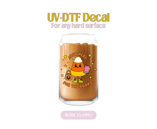 Just here for the Books Candy Corn UV-DTF Decal