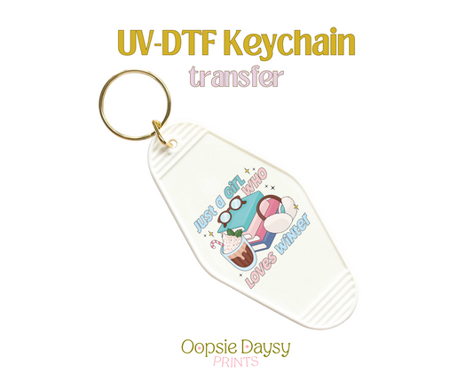 Just a girl who loves winter UV-DTF Keychain