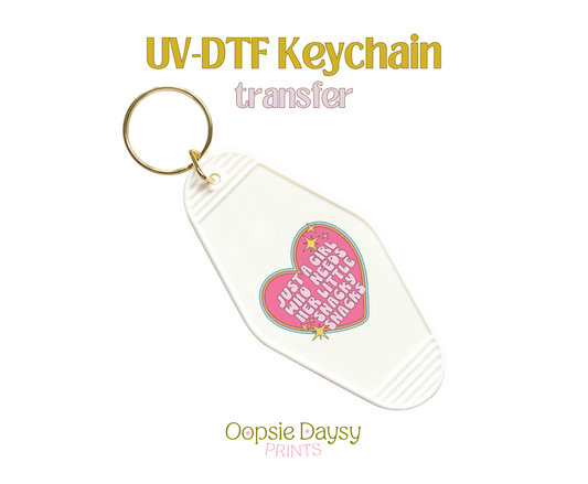 Just a girl who needs her little snacky snacks UV-DTF Keychain