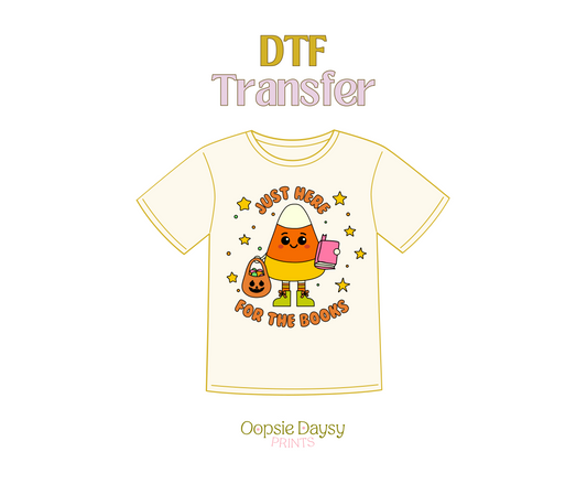 Just here for the books candy corn DTF Transfer