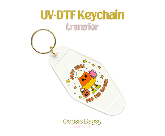 Just Here for the Books Candy Corn UV-DTF Keychain