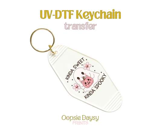 Kinda Sweet Kinda Spooky Pink UV-DTF Keychain