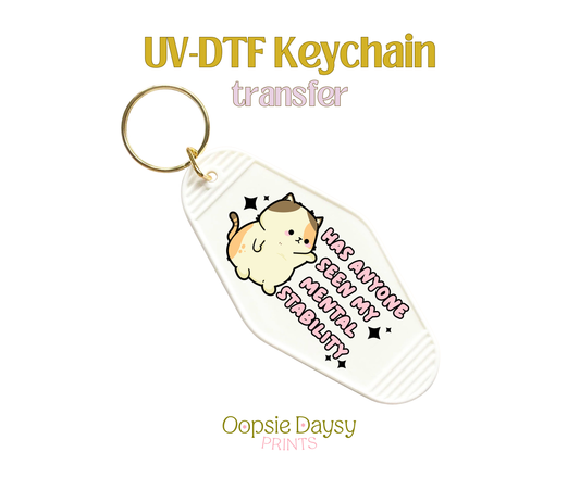 Kitty, Has Anyone Seen My mental Stability UV-DTF Keychain