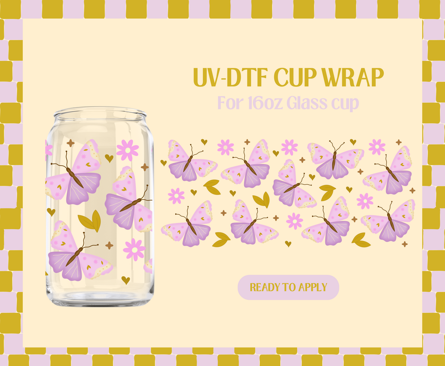 Lavender Butterflies UV-DTF Wrap