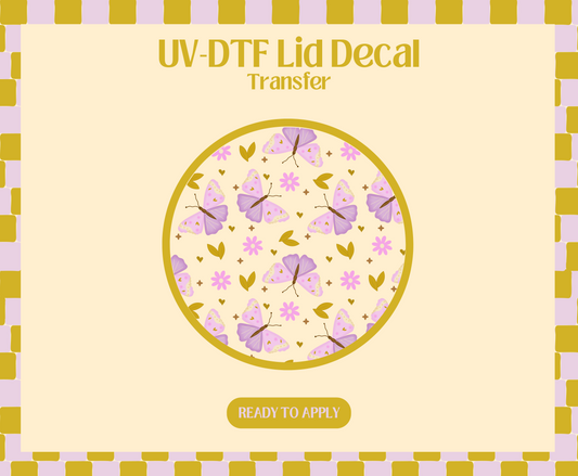 Lavender Butterflies UV-DTF Lid Decal
