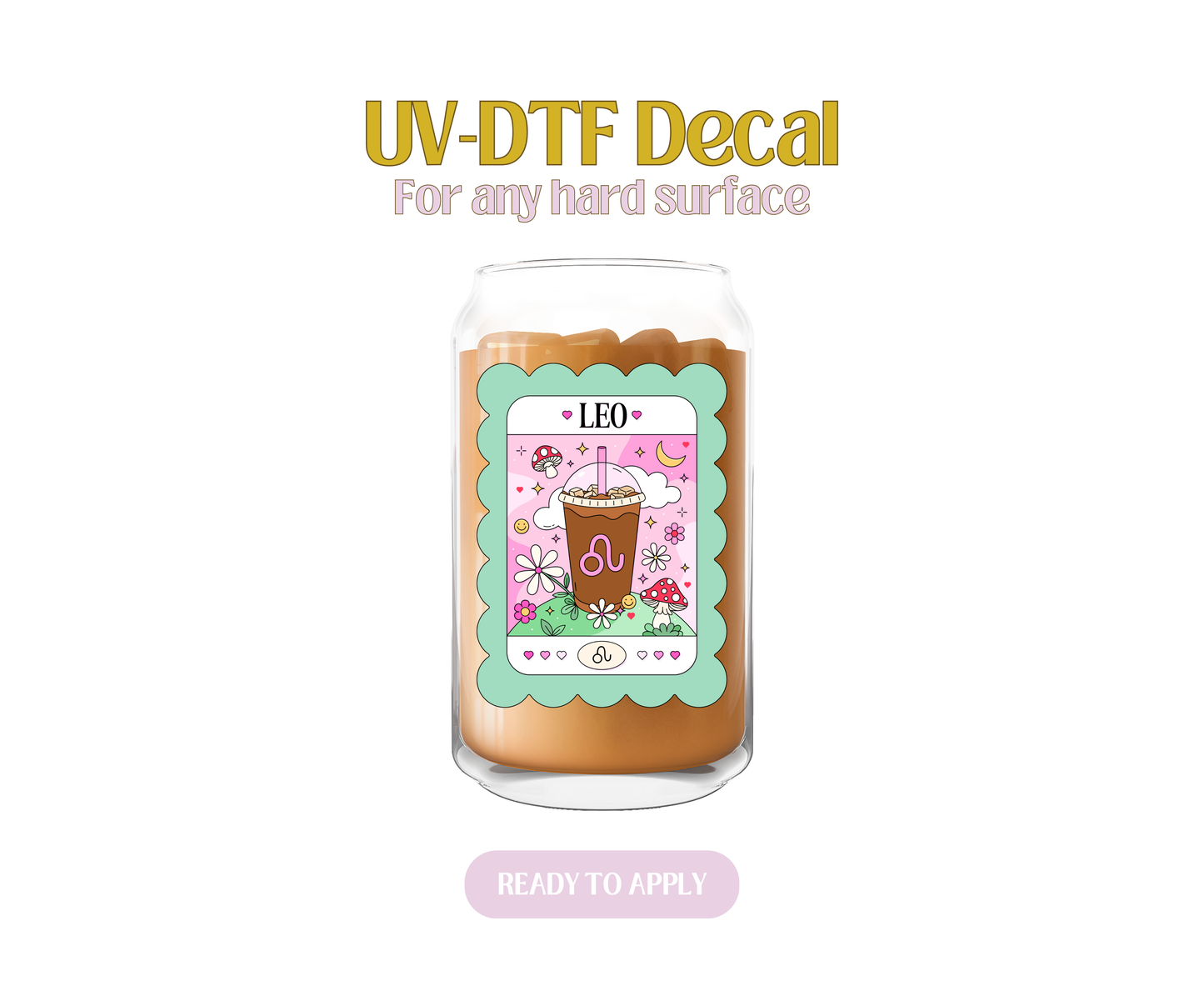 Leo Teal Iced Coffee UV-DTF Decal