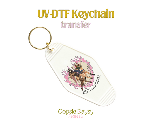 Let's Go Girls Heart UV-DTF Keychain