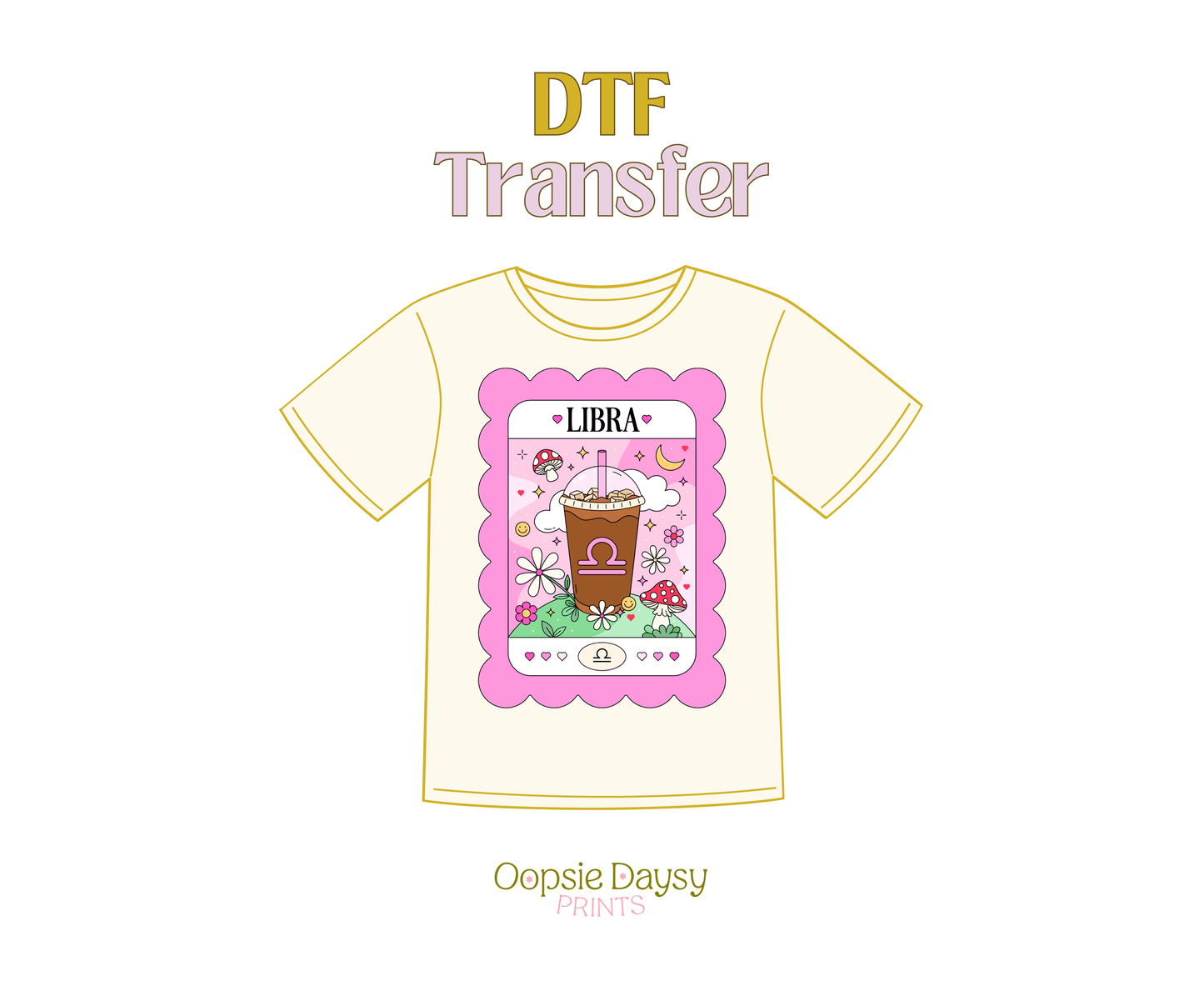 Libra Pink Iced Coffee DTF Transfer