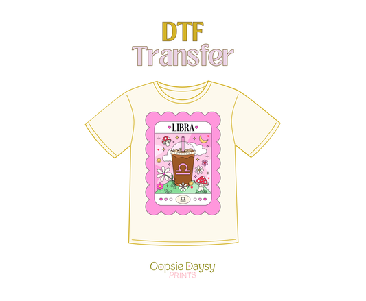 Libra Pink Iced Coffee DTF Transfer