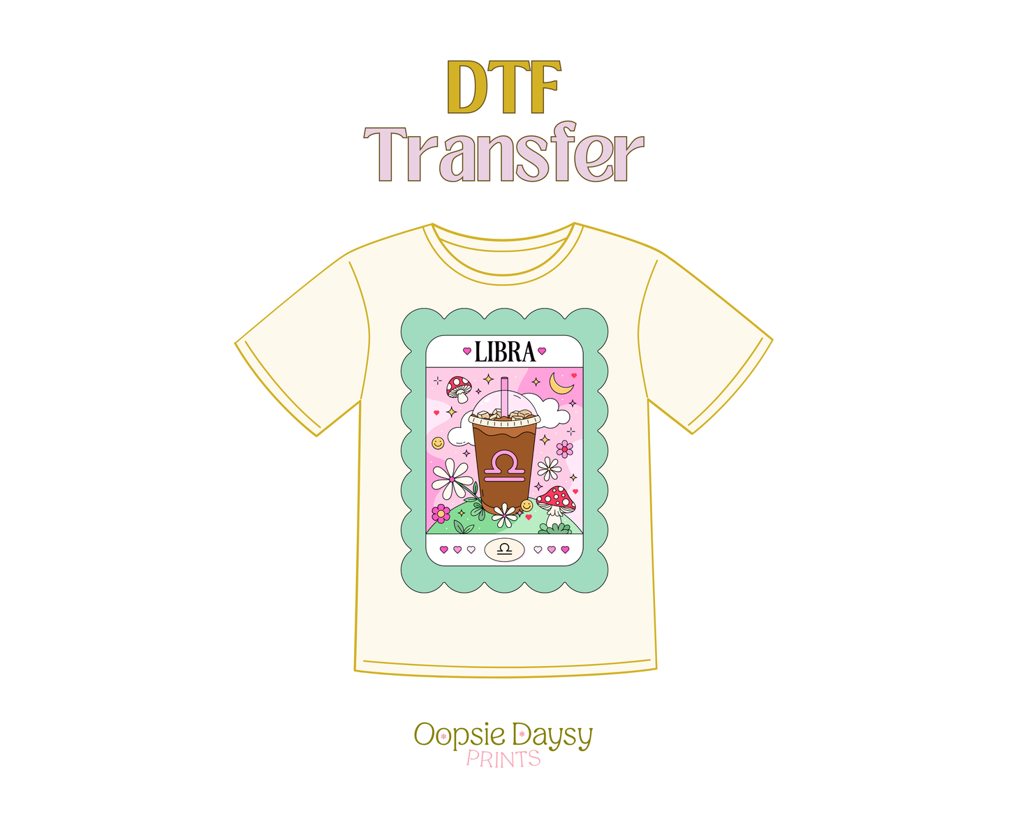 Libra Teal Iced Coffee DTF Transfer