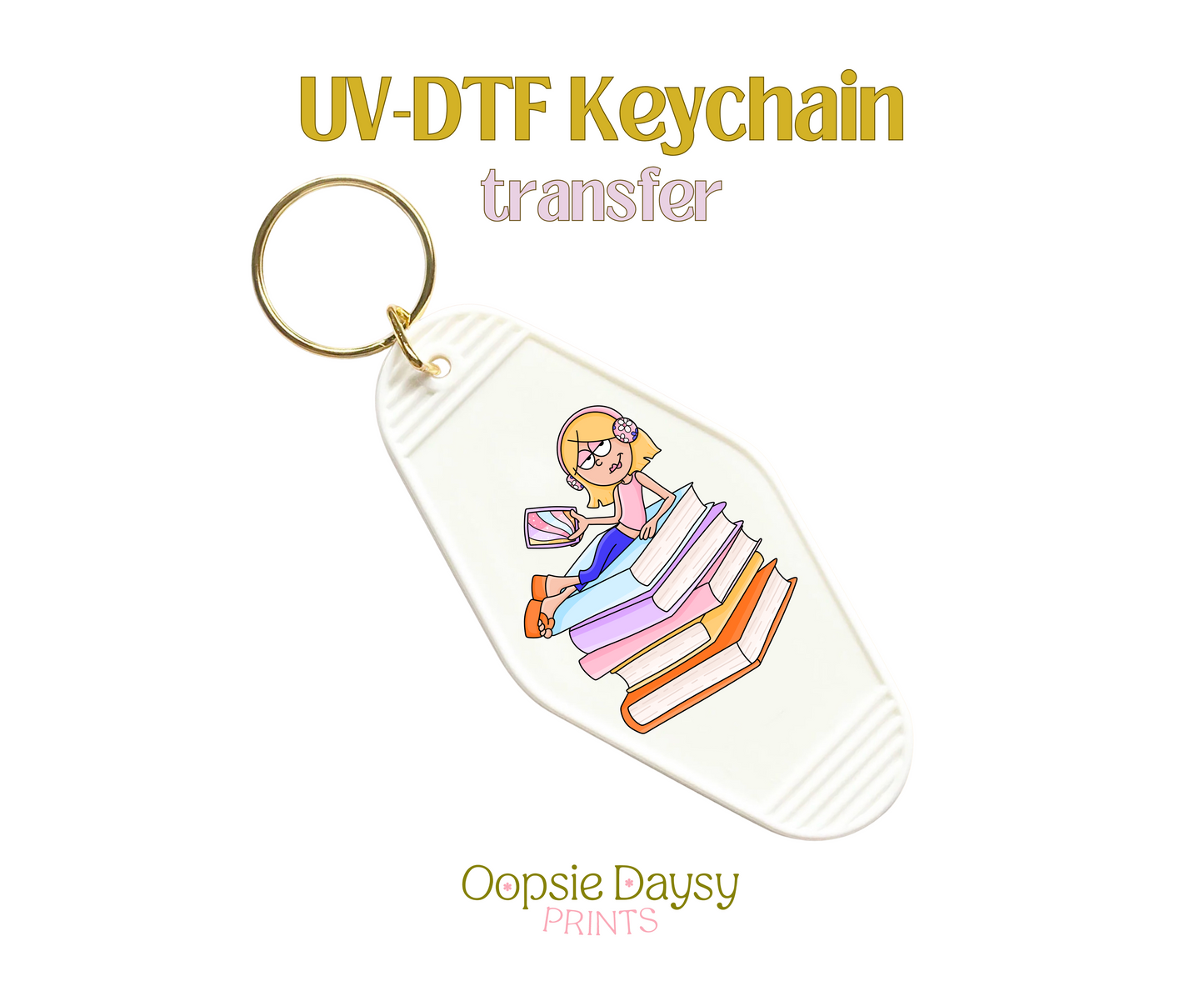 Liz Book Stack UV-DTF Keychain
