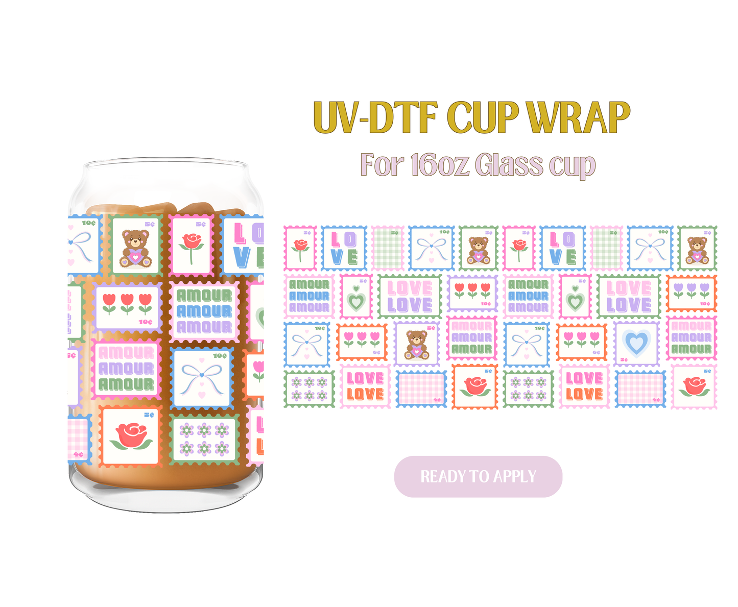 Love Stamps Colorful UV-DTF Wrap