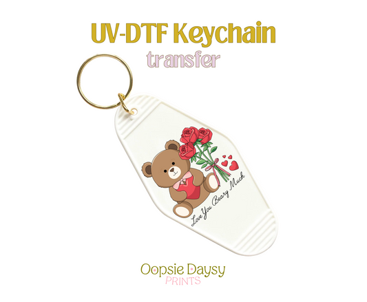 Love You Beary Much UV-DTF Keychain