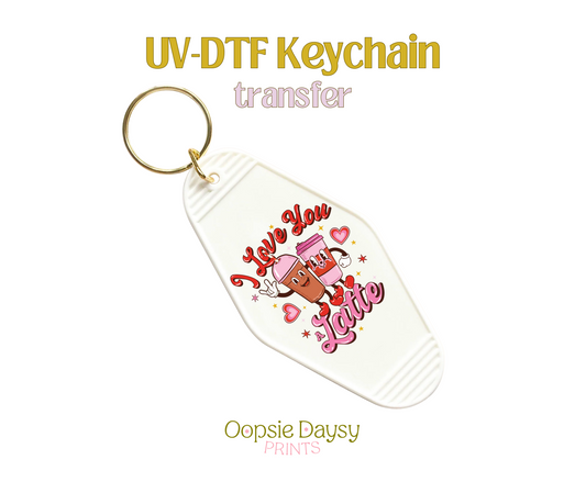 Love You Latte Doodle UV-DTF Keychain