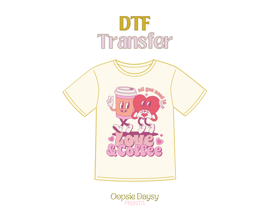 Love & Coffee DTF Transfer