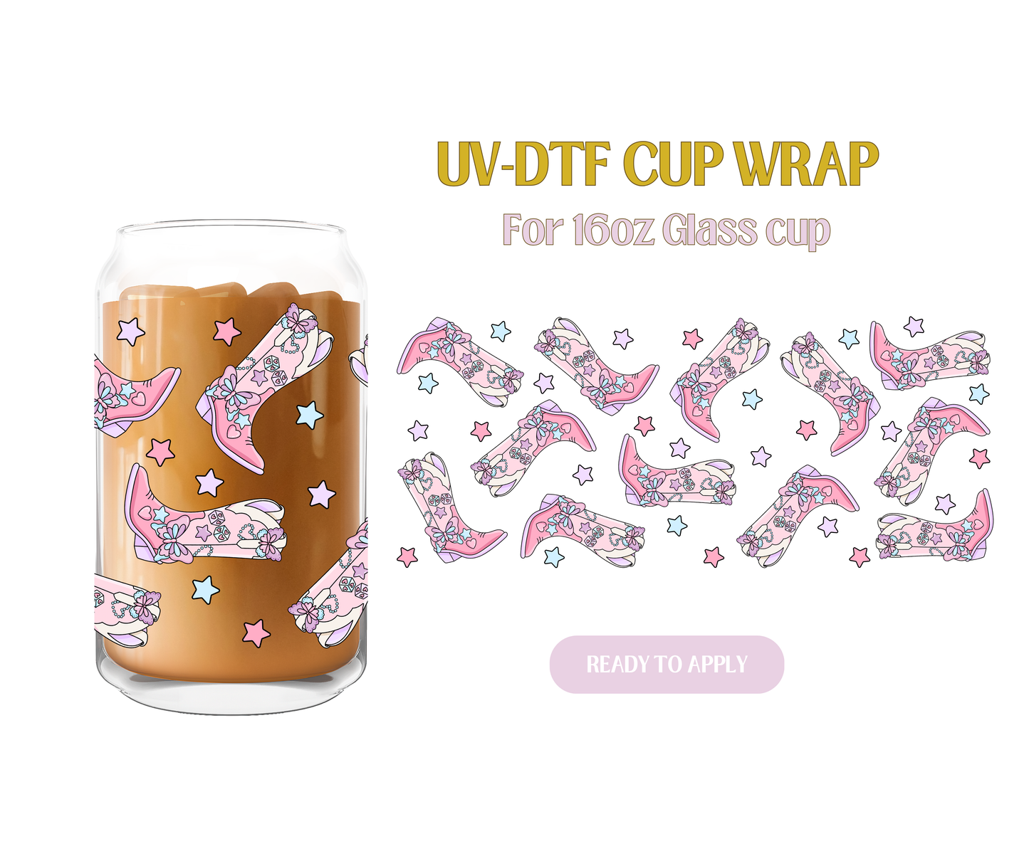 Lover Cowgirl and Stars UV-DTF Wrap