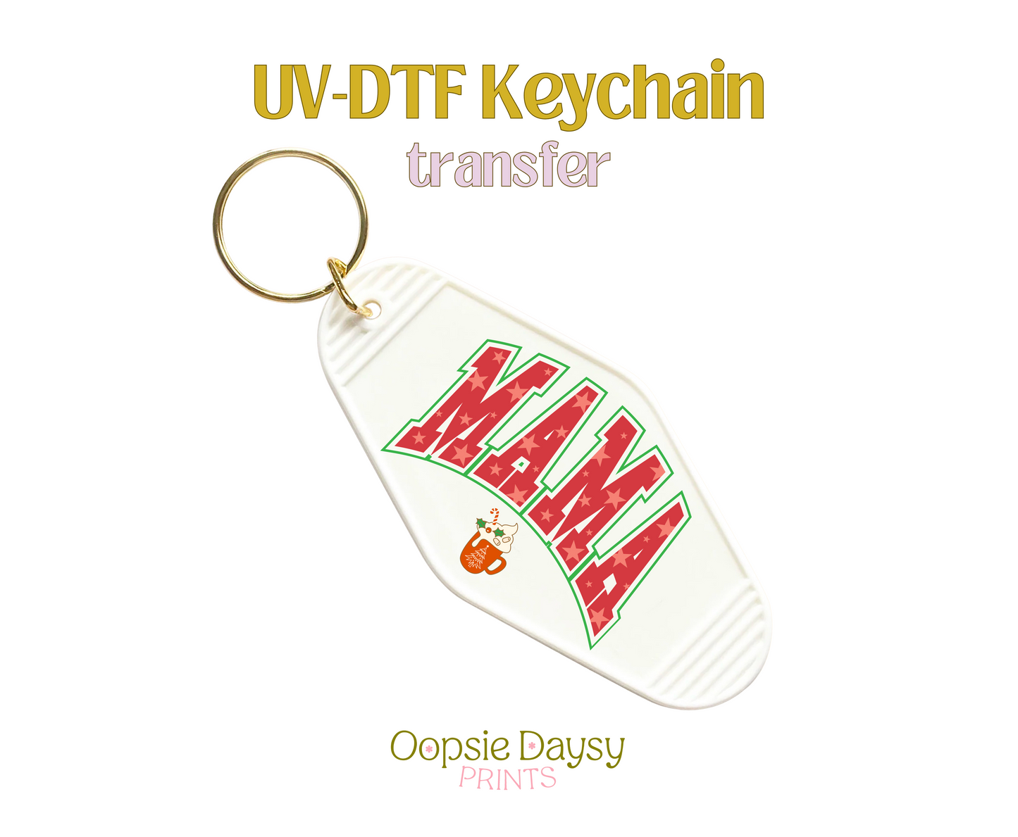 Mama Red Xmas UV-DTF Keychain