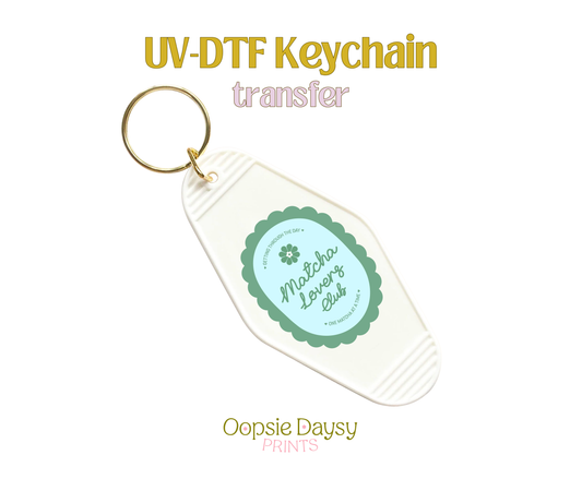 Matcha Label Green Blue  UV-DTF Keychain