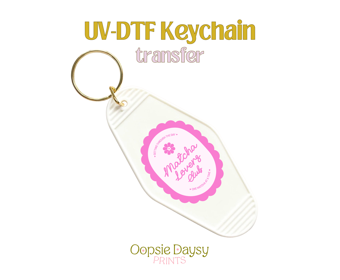 Matcha Label Light Pink  UV-DTF Keychain