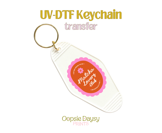 Matcha Label Pink  UV-DTF Keychain