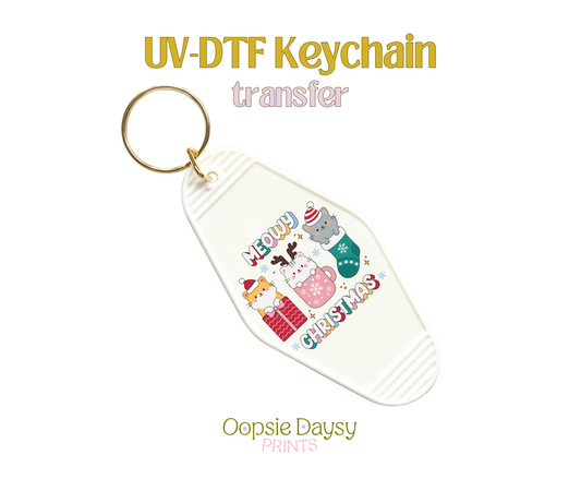 Meowy Christmas UV-DTF Keychain