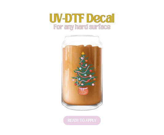 Merry & Bright Xmas Tree UV-DTF Decal